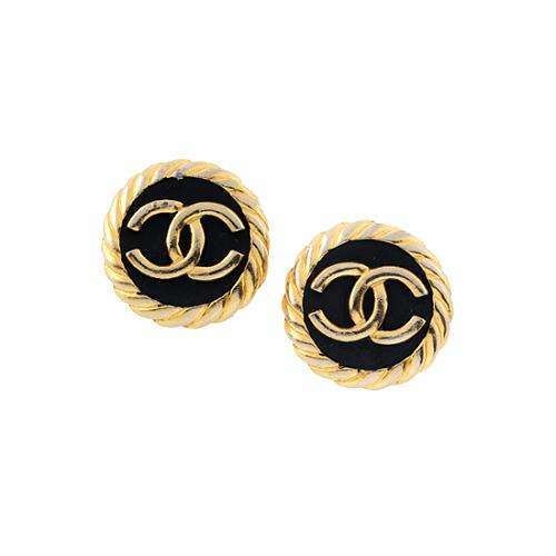 Chanel Vintage Braid Button Clip-On Earrings