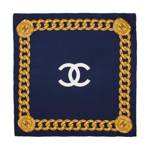 Chanel Vintage CC Chain Silk Scarf