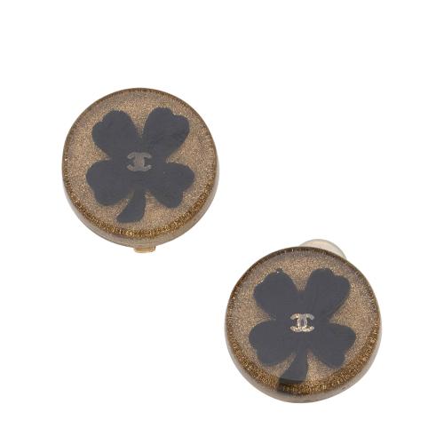 Chanel Vintage CC Clover Clip On Earrings