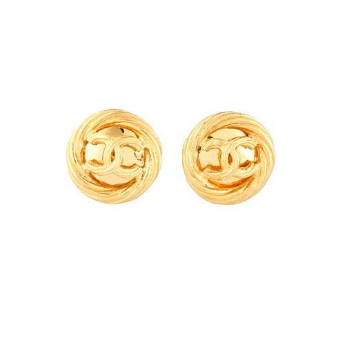 Chanel Vintage CC Disk Clip-On Earrings