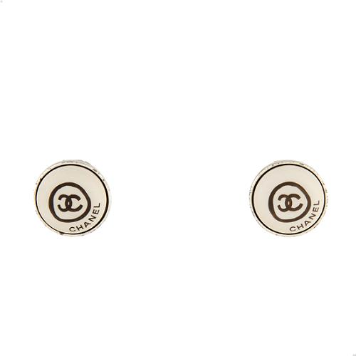 Chanel Vintage CC Logo Disk Clip On Earrings