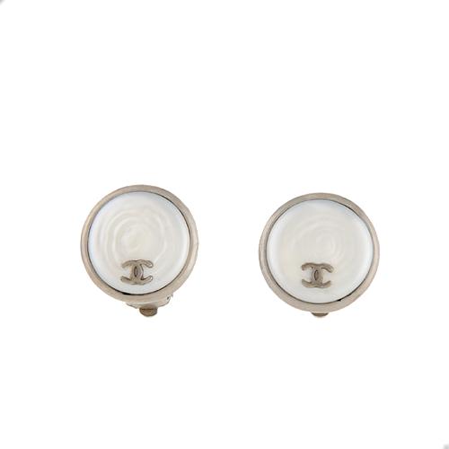 Chanel Vintage Camellia Clip On Earrings
