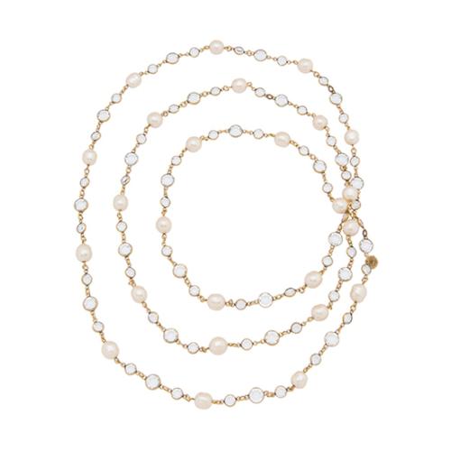 Chanel Vintage Crystal Pearl Sautoir Necklace