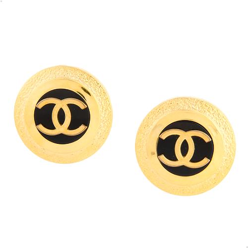 Chanel Vintage Disc Clip On Earrings