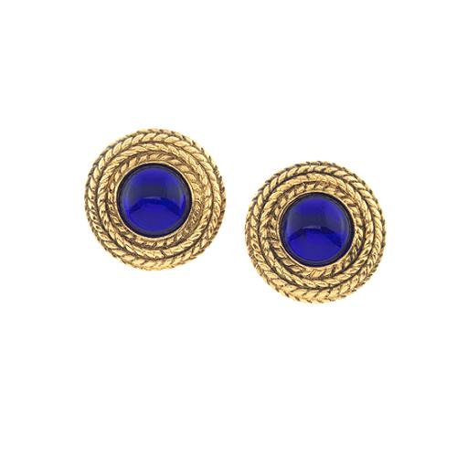 Chanel Vintage Gripoix Braid Button Clip-On Earrings