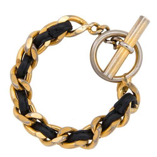 Chanel Vintage Leather Chain Woven Bracelet - FINAL SALE