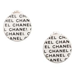 Chanel Vintage Logo Round Clip On Earrings