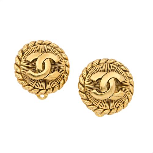 Chanel Vintage Medallion Clip On Earrings
