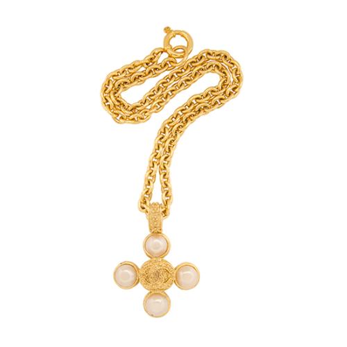 Chanel Vintage Pearl Cross Necklace - FINAL SALE
