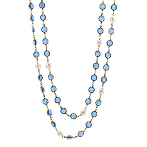 Chanel Vintage Pearl & Faceted Glass Sautoir Necklace
