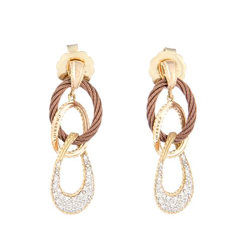 Charriol 18kt Petra Gold, Diamond, and Bronze Celtique Earrings