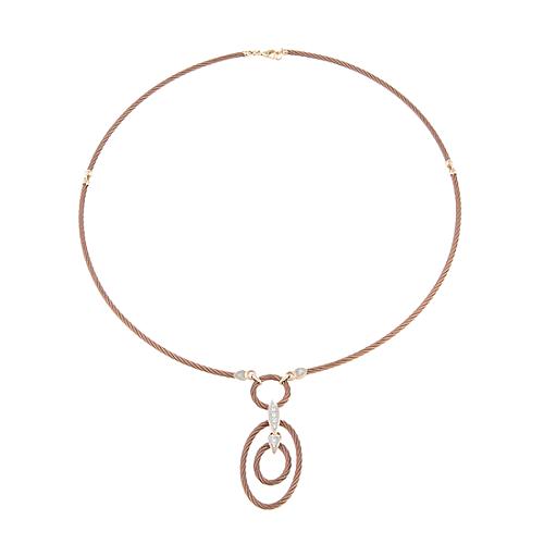 Charriol 18kt Petra Gold, Diamond, and Bronze Celtique Necklace