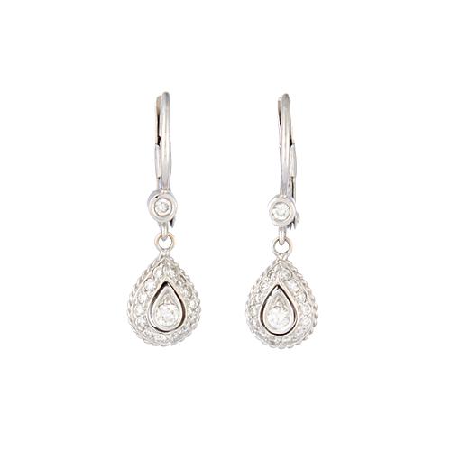 Charriol 18kt White Gold and Diamond Drop Earrings