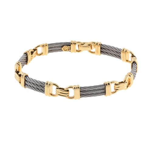 Charriol 18kt Yellow Gold Link Triple Row Cable Bracelet
