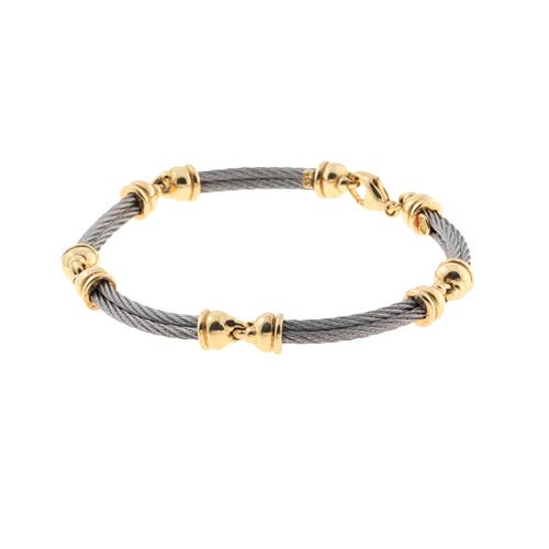 Charriol 18kt Yellow Gold Station Twisted Cable Bracelet