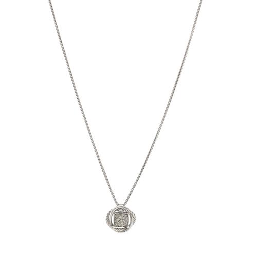 David Yurman Sterling Silver Pave Diamond Infinity Necklace