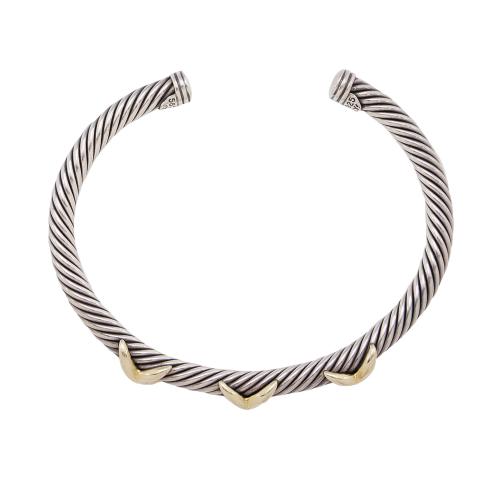 David Yurman 14k Gold Sterling Silver Triple X Cable 5mm Bracelet