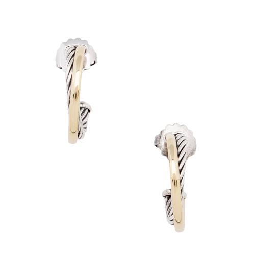 David Yurman 18k Gold Sterling Silver Crossover Small Hoop Earrings