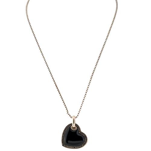 David Yurman Onyx Cable Heart Pendant Necklace