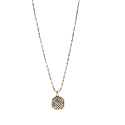 David Yurman Box Chain Necklace with Small Carved Cable Enhancer