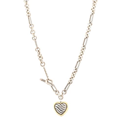 David Yurman Cable Heart Figaro Necklace