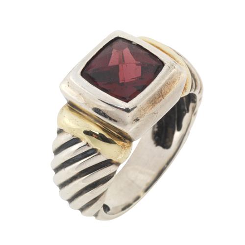 David Yurman Garnet & Sterling Silver Ring - Size 7