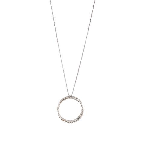 David Yurman Pave Diamond Crossover Circle Pendant Necklace