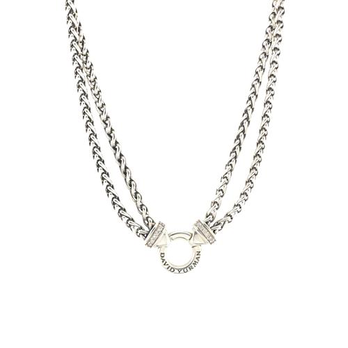 David Yurman Pave Double Strand Wheat Necklace