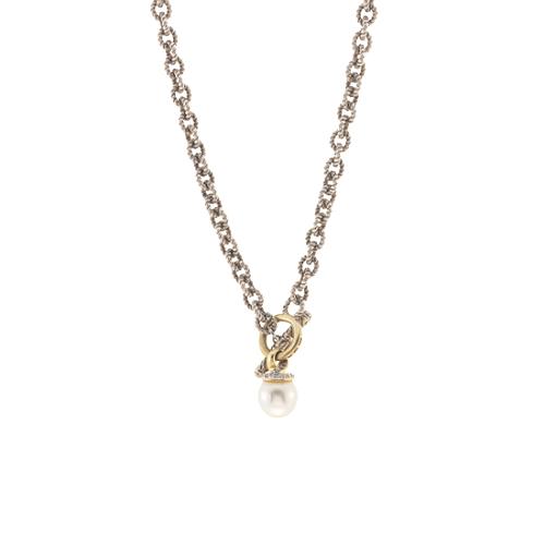 David Yurman Pearl & Diamond Pendant Necklace