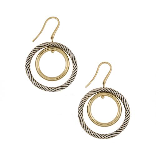 David Yurman 18k Gold Sterling Silver Spiral Cable Earrings