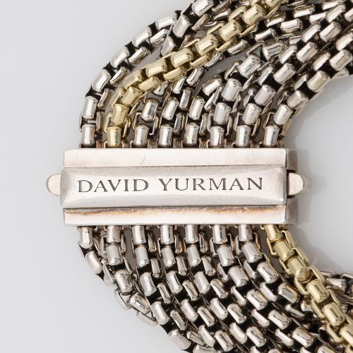 David Yurman Sterling Silver 18k Gold Eight Row Box Chain Bracelet