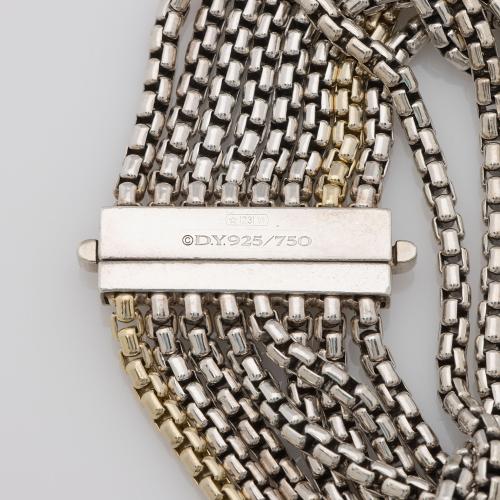 David Yurman Sterling Silver 18k Gold Eight Row Box Chain Bracelet