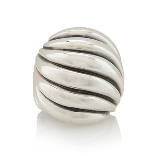 David Yurman Sterling Silver 18kt Sculpted Cable Dome Ring - Size 6 1/2