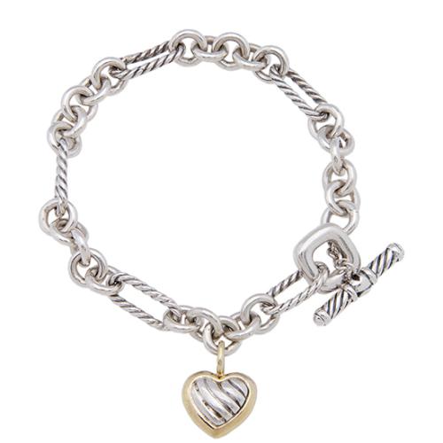 David Yurman 18k Yellow Gold Sterling Silver Cookie Classic Heart Cable Madison 