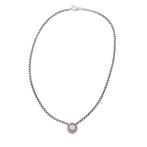 David Yurman Diamond 18k Gold Sterling Silver Cookie Necklace