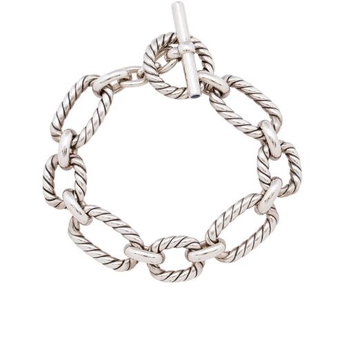 Louis Vuitton Button on Sterling Silver Link Chain Bracelet