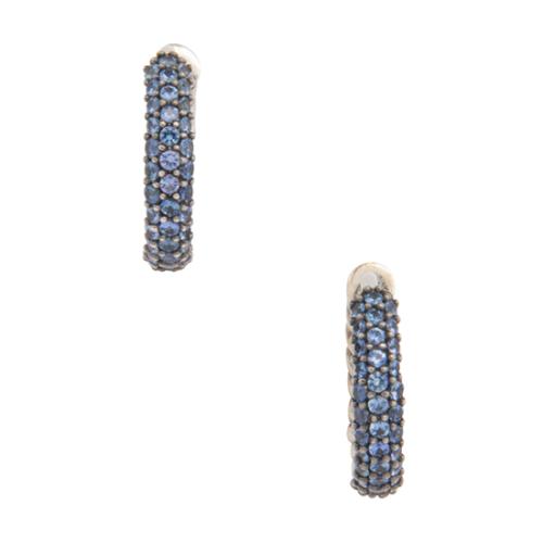 David Yurman Sterling Silver Blue Sapphire Petite Pave Huggie Hoop Earrings