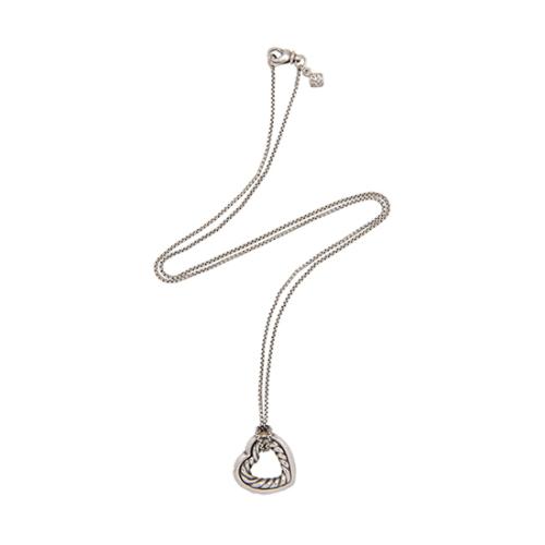 David Yurman Sterling Silver Cable Heart Necklace