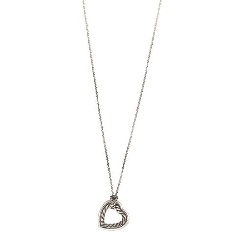 David Yurman Sterling Silver Cable Heart Pendant Necklace