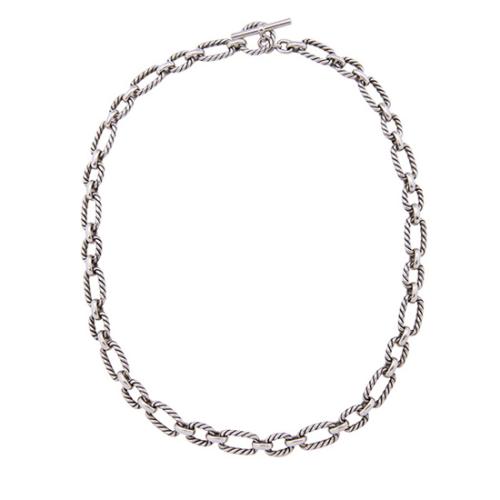 David Yurman Sterling Silver Cushion Link Chain Necklace