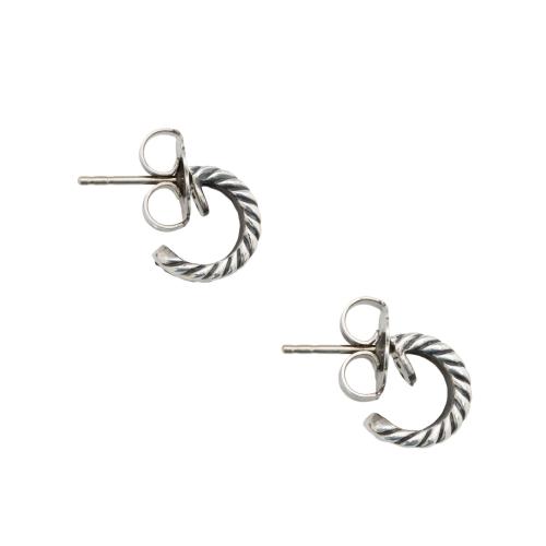 David Yurman Sterling Silver Diamond Cable Huggie Earrings