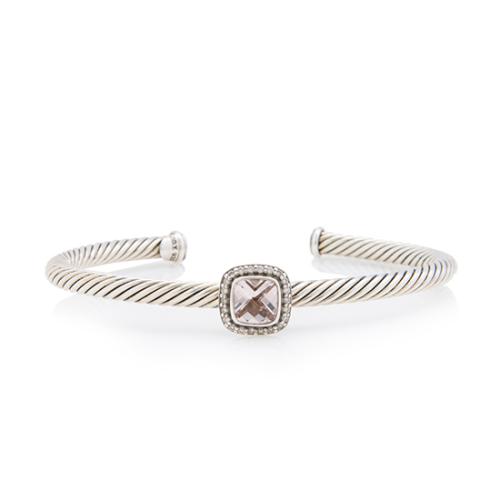 David Yurman Sterling Silver Diamond Morganite Noblesse Bracelet
