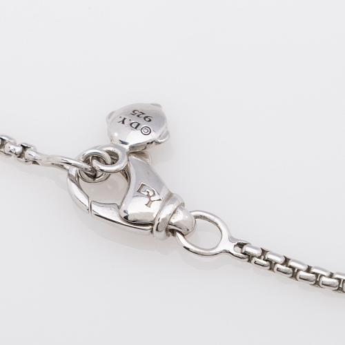 David Yurman Sterling Silver Diamond Pearl Crossover Necklace