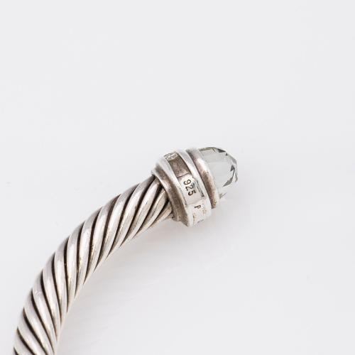 David Yurman Sterling Silver Diamond Prasiolite Cable Classics 5mm Bracelet