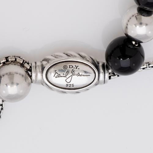 David Yurman Sterling Silver Hematite Onyx Spiritual Bead 8mm Bracelet