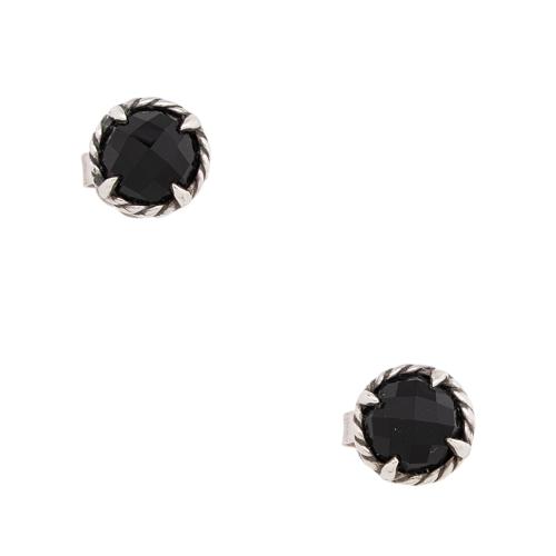 David Yurman Sterling Silver Onyx Petite Chatelaine Stud Earrings