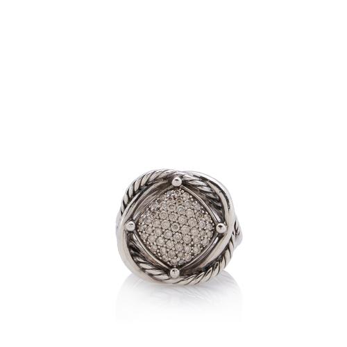 David Yurman Sterling Silver Pave Diamond 14mm Infinity Ring - Size 9 1/2
