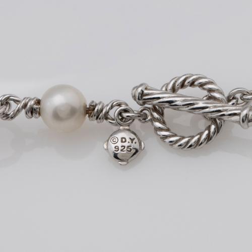 David Yurman Sterling Silver Pearl Quatrefoil 9mm Chain Necklace