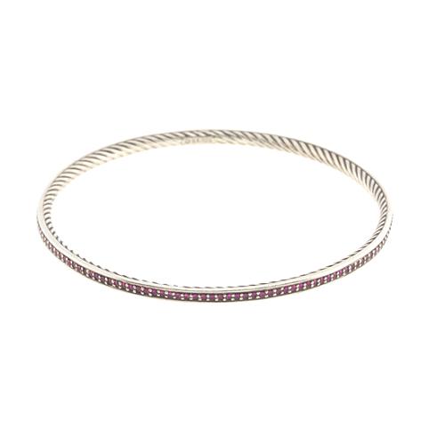 David Yurman Sterling Silver Ruby Bangle Bracelet