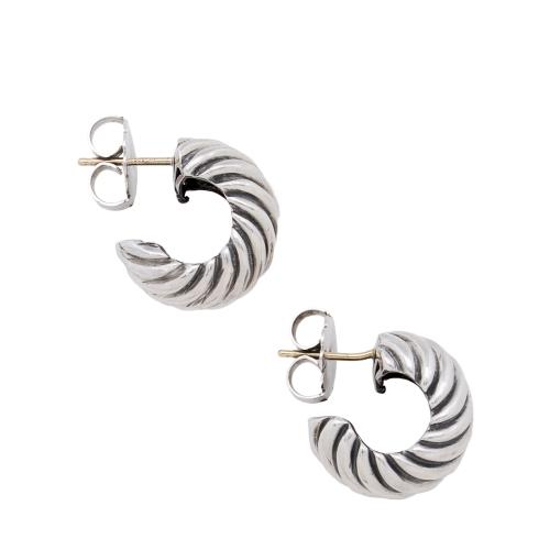David Yurman Sterling Silver Sculpted Cable Shrimp Earrings